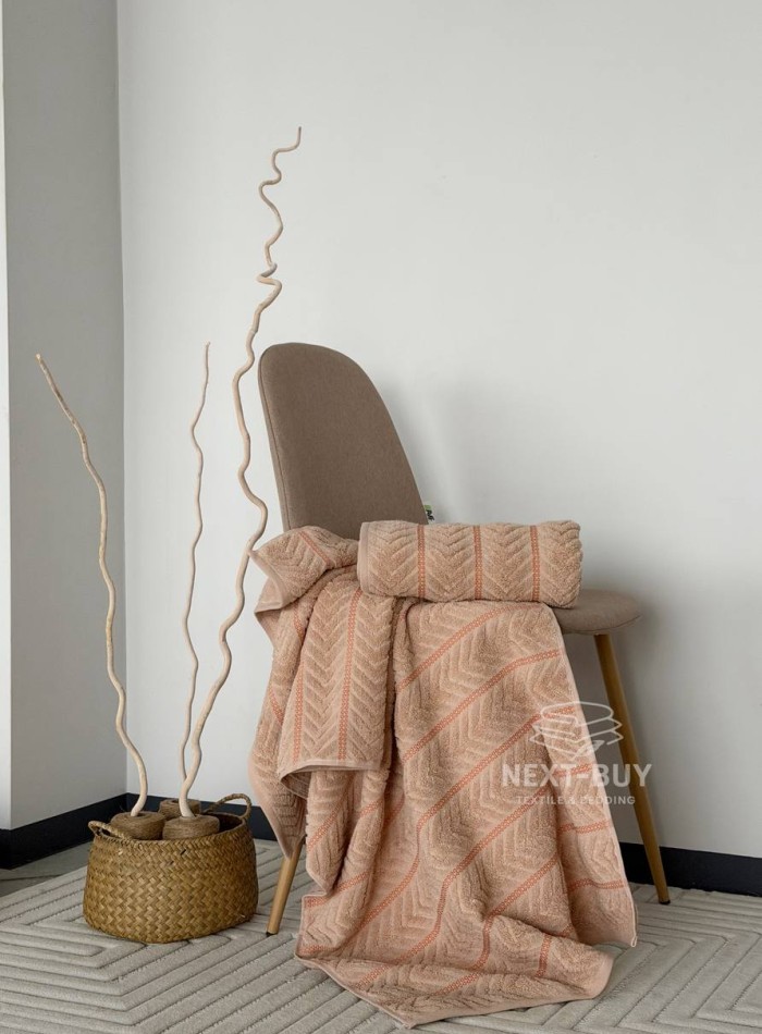 Полотенца Multi Terracotta Orange – Турция, 100% хлопок, серый с объёмным узором 2шт — изображение 2
