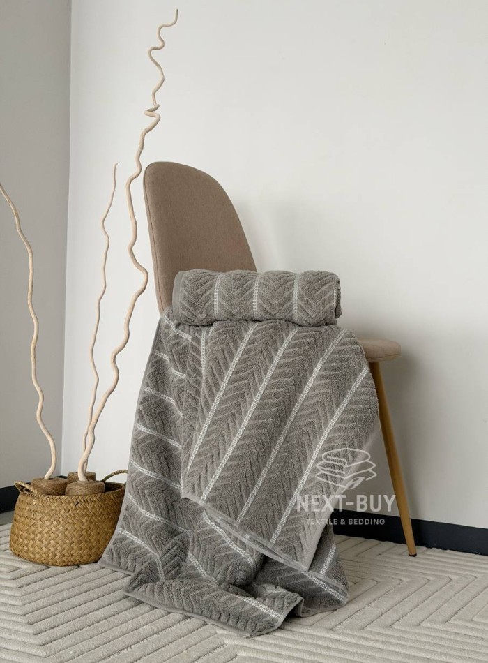 Полотенца Multi Stone Grey – Турция, 100% хлопок, серый с объёмным узором 2шт — изображение 2
