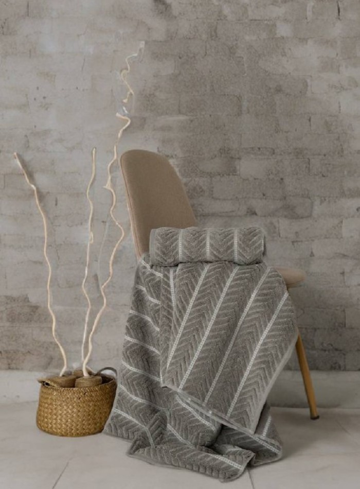 Полотенца Multi Stone Grey – Турция, 100% хлопок, серый с объёмным узором 2шт — изображение 5