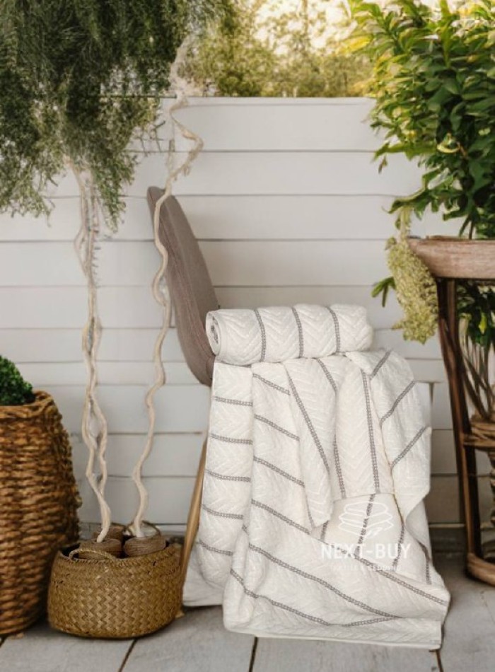 Полотенца Multi Ivory Cream – Турция, 100% хлопок, кремовый с объёмным узором 2шт — изображение 2
