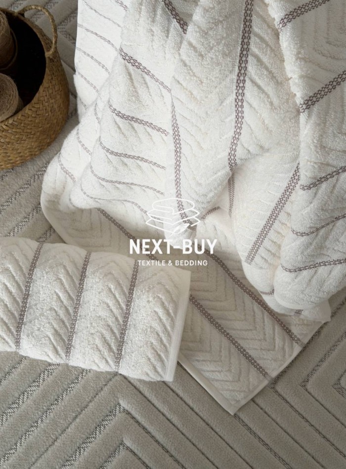 Полотенца Multi Ivory Cream – Турция, 100% хлопок, кремовый с объёмным узором 2шт — изображение 3