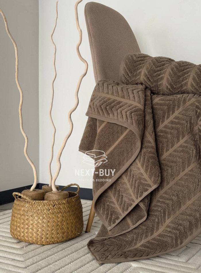Полотенца Multi Dark Brown – Турция, 100% хлопок, тёмно-коричневый с объёмным узором 2 шт. — изображение 4