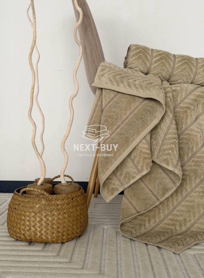 Полотенца Multi Dark Beige – Турция, 100% хлопок, тёмный беж с объёмным узором 2 шт. — изображение 4