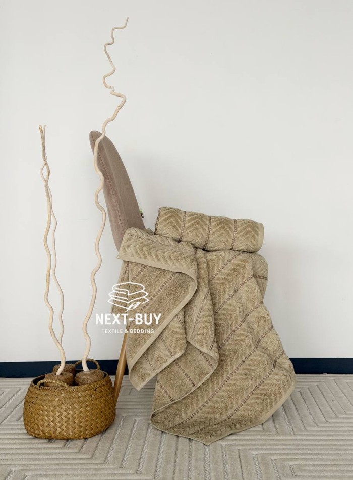 Полотенца Multi Dark Beige – Турция, 100% хлопок, тёмный беж с объёмным узором 2 шт. — изображение 3