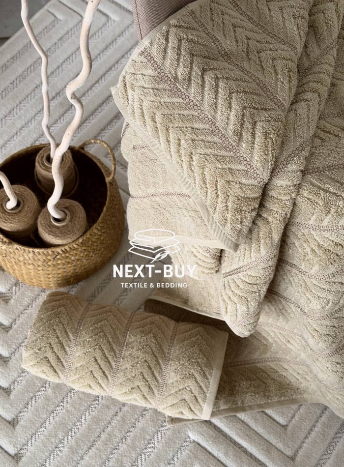 Полотенца Multi Dark Beige – Турция, 100% хлопок, тёмный беж с объёмным узором 2 шт. — изображение 5