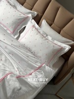 Постільна білизна Maison D’or Lamour Rose основа біла, з вишивкою рожевих сердечок, преміум сатин 300ТС, Туреччина - Зображення 6