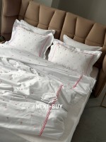 Постільна білизна Maison D’or Lamour Rose основа біла, з вишивкою рожевих сердечок, преміум сатин 300ТС, Туреччина - Зображення 7