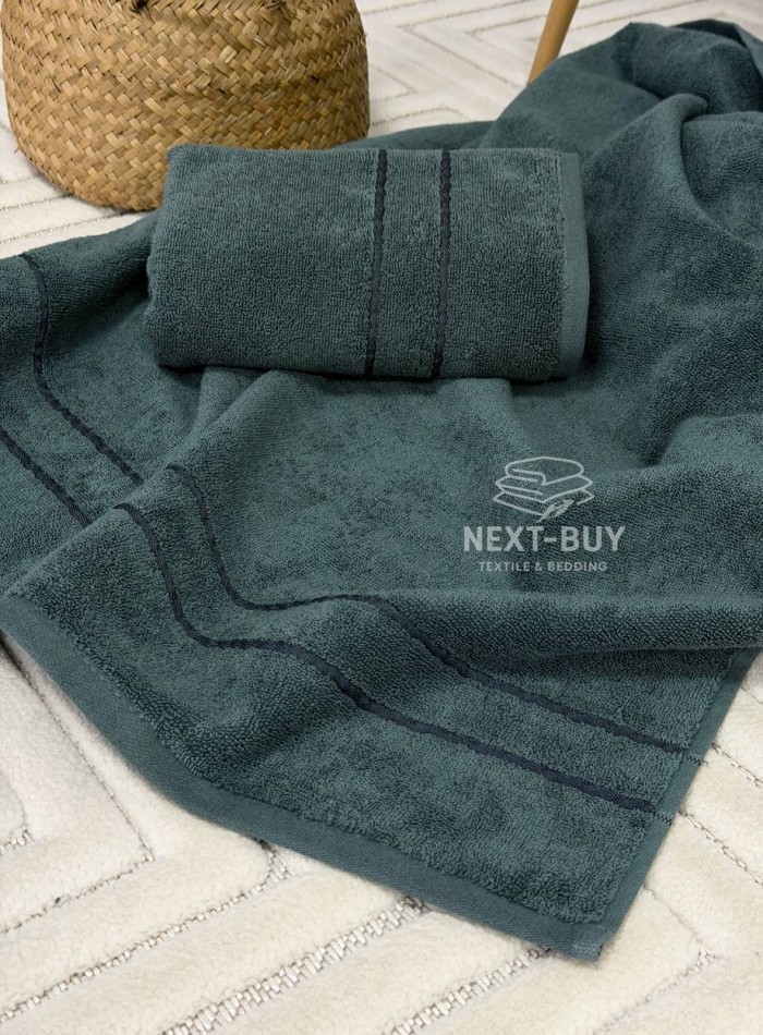 Набір махрових рушників Line Dark Green 2 шт: 50×90, 70×140, Туреччина - Зображення 5