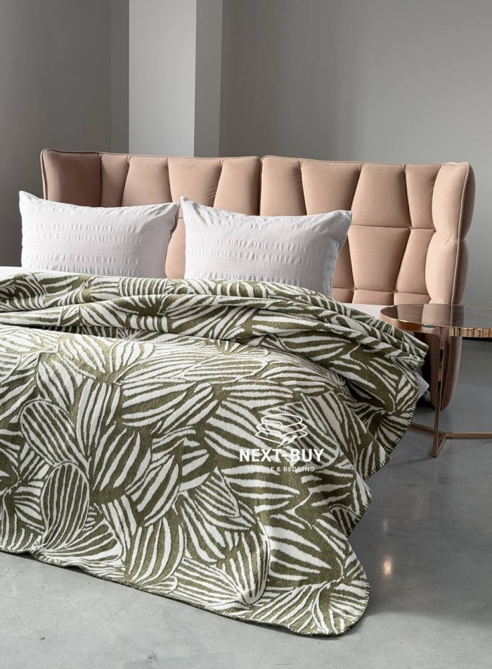 Плед TROPICANA Haki 200×220 — оливковий плед, бавовняний плед Туреччина - Зображення 3