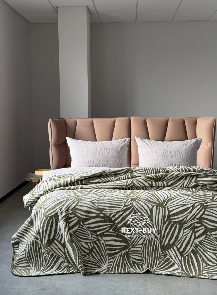 Плед TROPICANA Haki 200×220 — оливковий плед, бавовняний плед Туреччина - Зображення 2