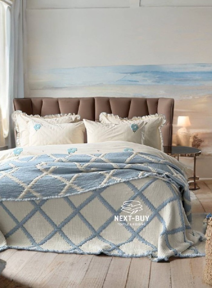 Муслінове покривало Sage Bloom Blue 230×250 см - Зображення 3