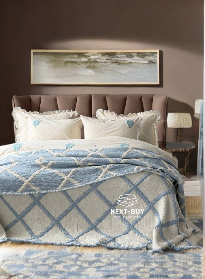 Муслінове покривало Sage Bloom Blue 230×250 см - Зображення 10