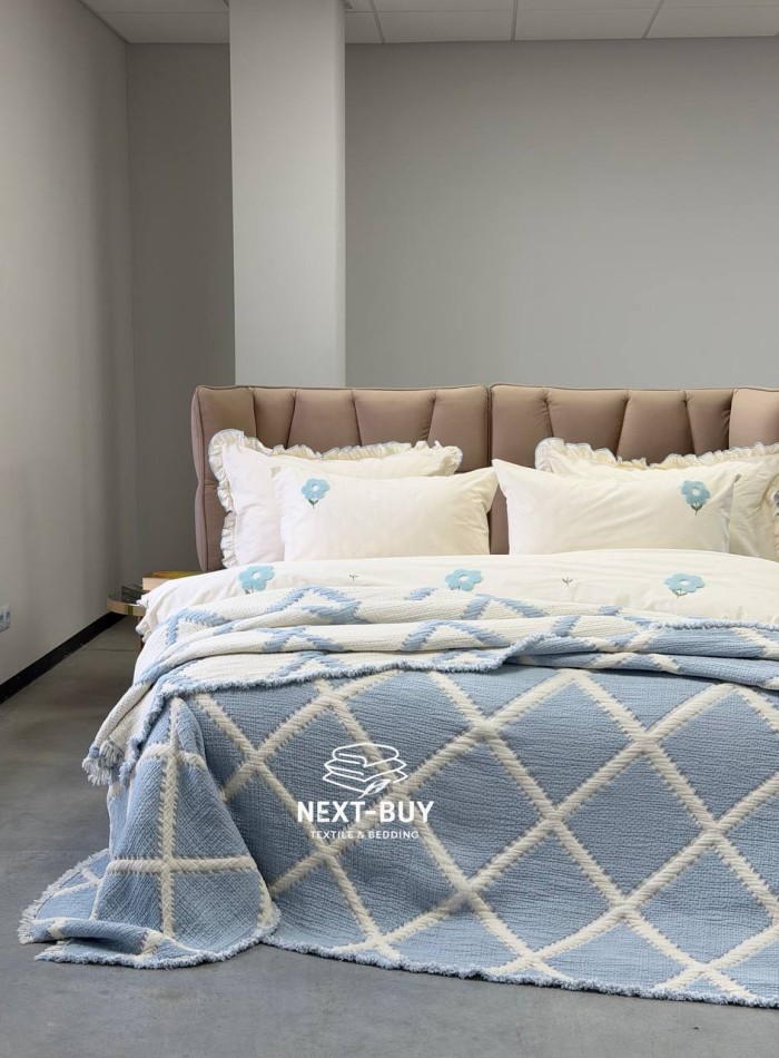 Муслінове покривало Sage Bloom Blue 230×250 см - Зображення 2