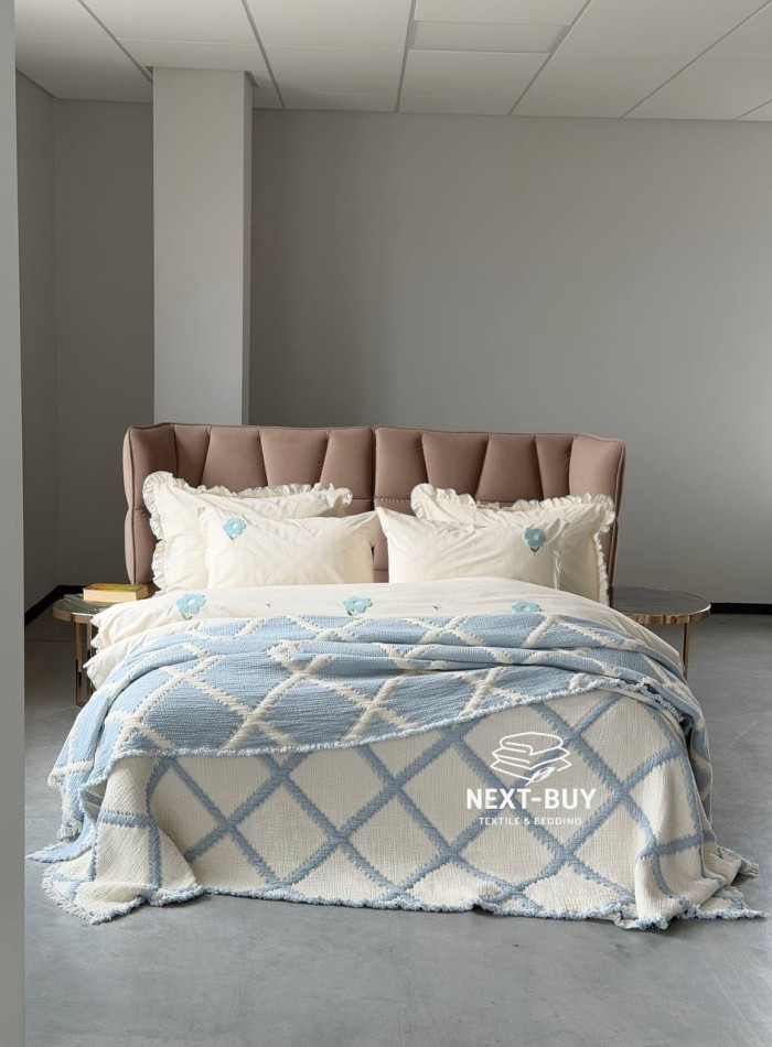 Муслінове покривало Sage Bloom Blue 230×250 см - Зображення 8