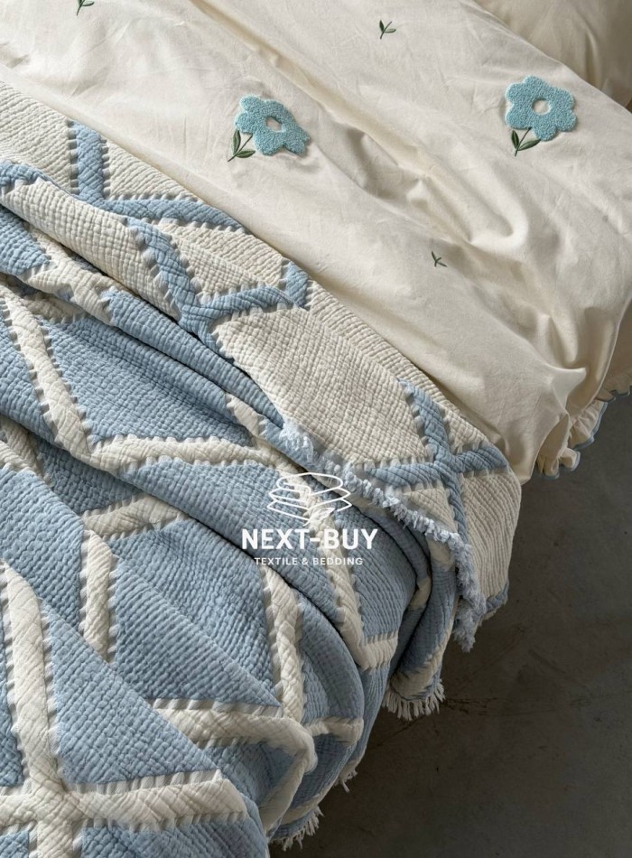 Муслінове покривало Sage Bloom Blue 230×250 см - Зображення 9