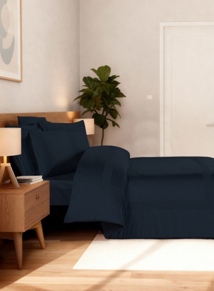 Постільна білизна Montova Navy Blue La Romano premium сатин Євро 200×220 - Зображення 4