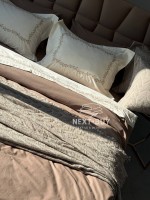 Премиум комплект постельного белья из варёного хлопка Dafne Beige с покрывалом и пледом | Турция — изображение 4