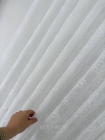 Тюль білий льон з вишивкою в листочки Linen Whisper White, Туреччина - Зображення 4