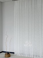 Тюль білий льон з вишивкою в листочки Linen Whisper White, Туреччина - Зображення 8
