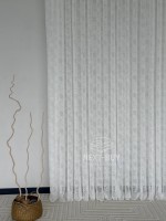 Тюль білий льон з вишивкою в листочки Linen Whisper White, Туреччина - Зображення 9