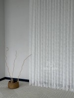 Тюль білий льон з вишивкою в листочки Linen Whisper White, Туреччина - Зображення 10