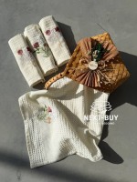 Набір кухонних рушників NILHOME Tencel з вишивкою 40×60 см (4 шт) — вафельна тканина, натуральна бавовна - Зображення 5