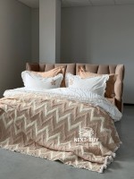Постельное бельё Saheser Nova Bej евро 200×220 из варёного хлопка с вышивкой, Турция