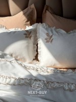 Постельное бельё Saheser Nova Bej евро 200×220 из варёного хлопка с вышивкой, Турция — изображение 9