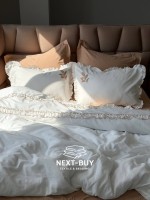 Постельное бельё Saheser Nova Bej евро 200×220 из варёного хлопка с вышивкой, Турция — изображение 4