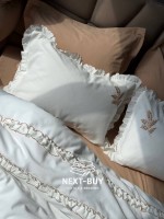 Постельное бельё Saheser Nova Bej евро 200×220 из варёного хлопка с вышивкой, Турция — изображение 3