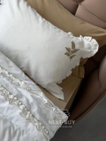 Постельное бельё Saheser Nova Haki евро 200×220 из варёного хлопка с вышивкой, Турция — изображение 3