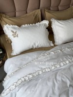 Постельное бельё Saheser Nova Haki евро 200×220 из варёного хлопка с вышивкой, Турция — изображение 4