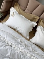 Постельное бельё Saheser Nova Haki евро 200×220 из варёного хлопка с вышивкой, Турция — изображение 6