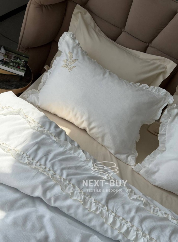 Постельное бельё Saheser Nova Stone евро 200×220 из варёного хлопка с вышивкой, Турция — изображение 4