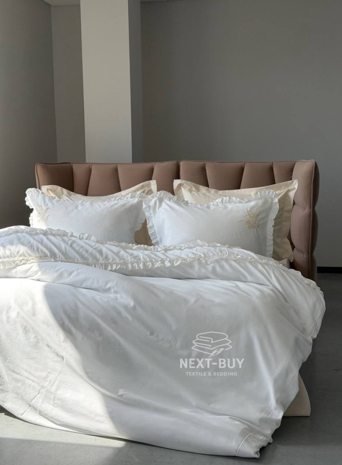 Постельное бельё Saheser Nova Stone евро 200×220 из варёного хлопка с вышивкой, Турция — изображение 6