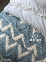 Двостороннє муслінове покривало Saheser Loren Blue 240×260 см + наволочки | 100% бавовна, жаккард, Туреччина - Зображення 3