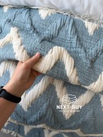 Двостороннє муслінове покривало Saheser Loren Blue 240×260 см + наволочки | 100% бавовна, жаккард, Туреччина - Зображення 5
