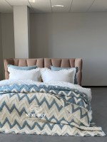 Двостороннє муслінове покривало Saheser Loren Blue 240×260 см + наволочки | 100% бавовна, жаккард, Туреччина - Зображення 9