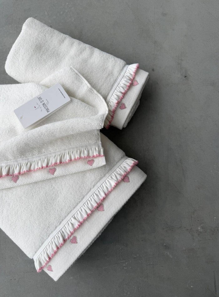 Maison D’or Ruffle Love Ecru-Pink - преміальний набір рушників з рюшами (100% бавовна, Туреччина) - Зображення 4
