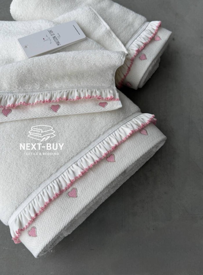 Maison D’or Ruffle Love Ecru-Pink - преміальний набір рушників з рюшами (100% бавовна, Туреччина) - Зображення 3