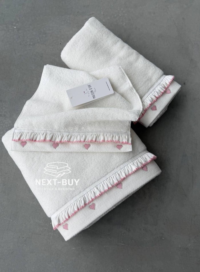 Maison D’or Ruffle Love Ecru-Pink - преміальний набір рушників з рюшами (100% бавовна, Туреччина) - Зображення 6