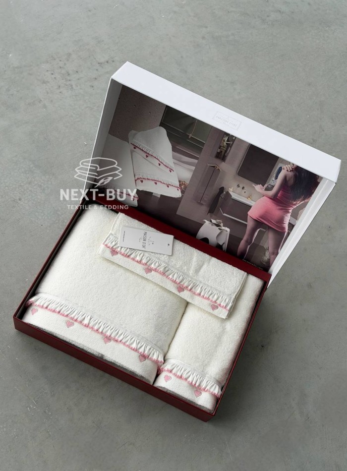 Maison D’or Ruffle Love Ecru-Pink - преміальний набір рушників з рюшами (100% бавовна, Туреччина) - Зображення 7