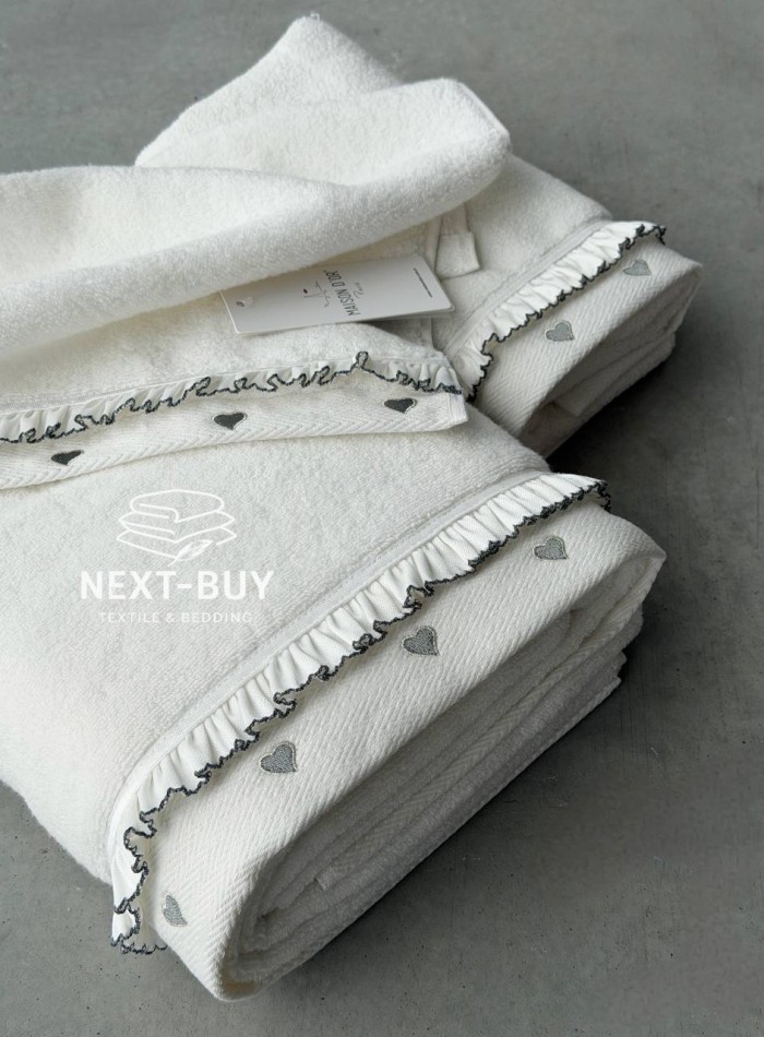 Преміальний набір рушників Maison D’or Ruffle Love Ecru-Grey, 100% бавовна, Туреччина, luxury подарунок - Зображення 5