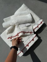Преміальний набір рушників Maison D’or Ruffle Love Ecru-Red 100% бавовна, подарунок luxury рівня