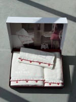 Преміальний набір рушників Maison D’or Ruffle Love Ecru-Red 100% бавовна, подарунок luxury рівня - Зображення 5