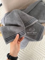 Набір махрових рушників Puraligne Antrasit Soft Cotton Maison D’or | антрацит | 100% бавовна | 3 рушники Luxury Set