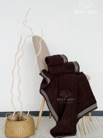 Набір махрових рушників Puraligne Brown Soft Cotton Maison D’or | коричневий | 100% бавовна | 3 рушники Premium Gift Set - Зображення 5