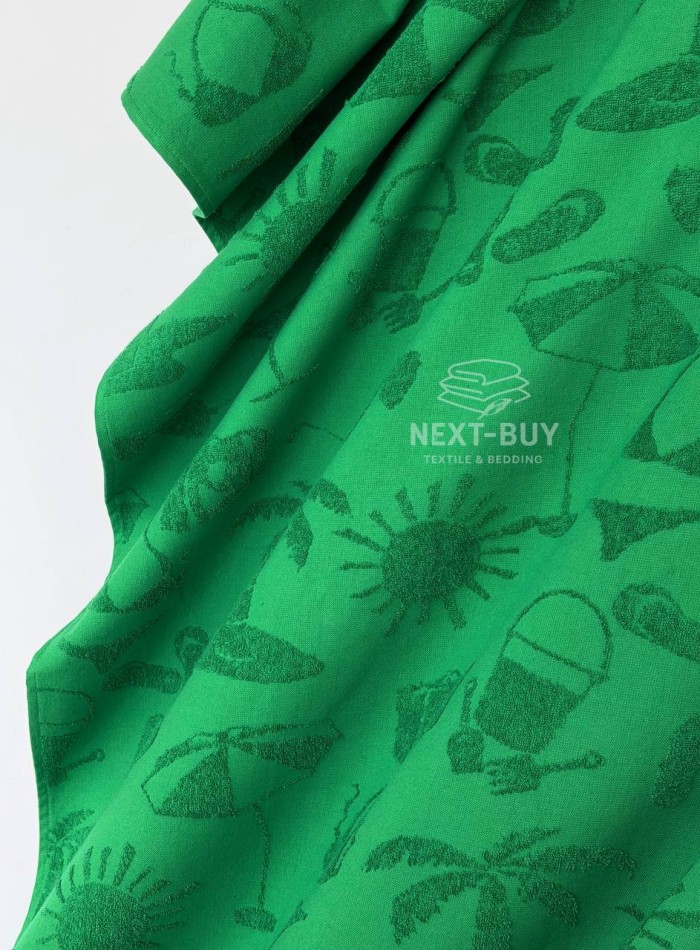 Пляжний рушник MIAMI Green Maison D’or 100×200 см 100% бавовна махра, зелений, жаккард, з бахромою, premium Туреччина - Зображення 2