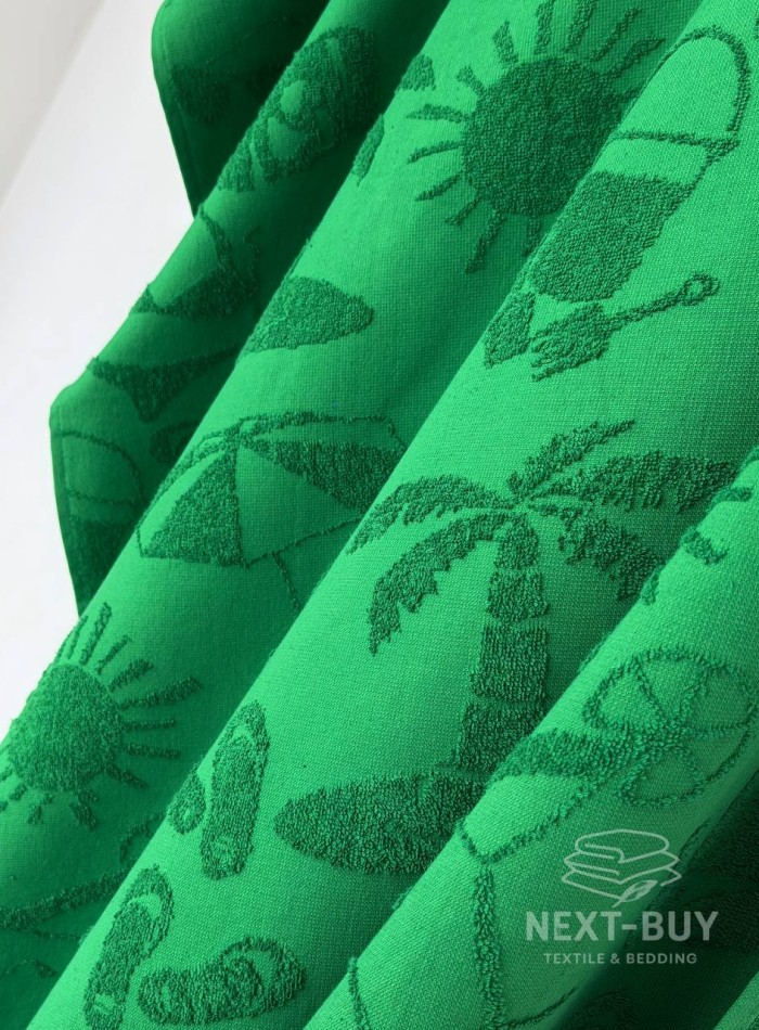 Пляжний рушник MIAMI Green Maison D’or 100×200 см 100% бавовна махра, зелений, жаккард, з бахромою, premium Туреччина - Зображення 3