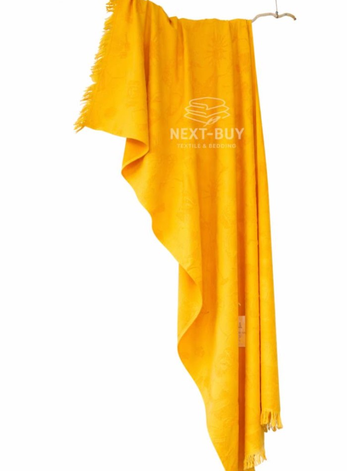 Пляжний рушник Maison D’or MIAMI Yellow 100×200 см яскравий premium cotton з бахромою | легкий travel формат - Зображення 5